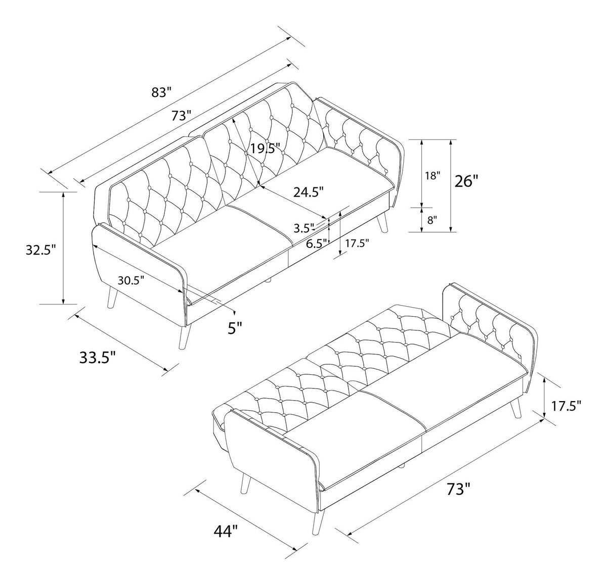 Tallulah Memory Foam Futon Velvet, view 7