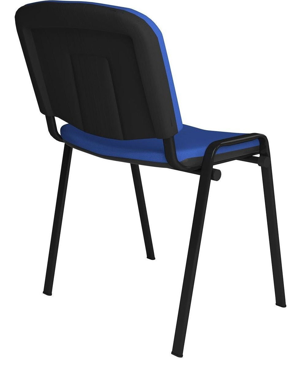 Taurus Stacking Visitor Chair in black frame, blue fabric, no arms from the back
