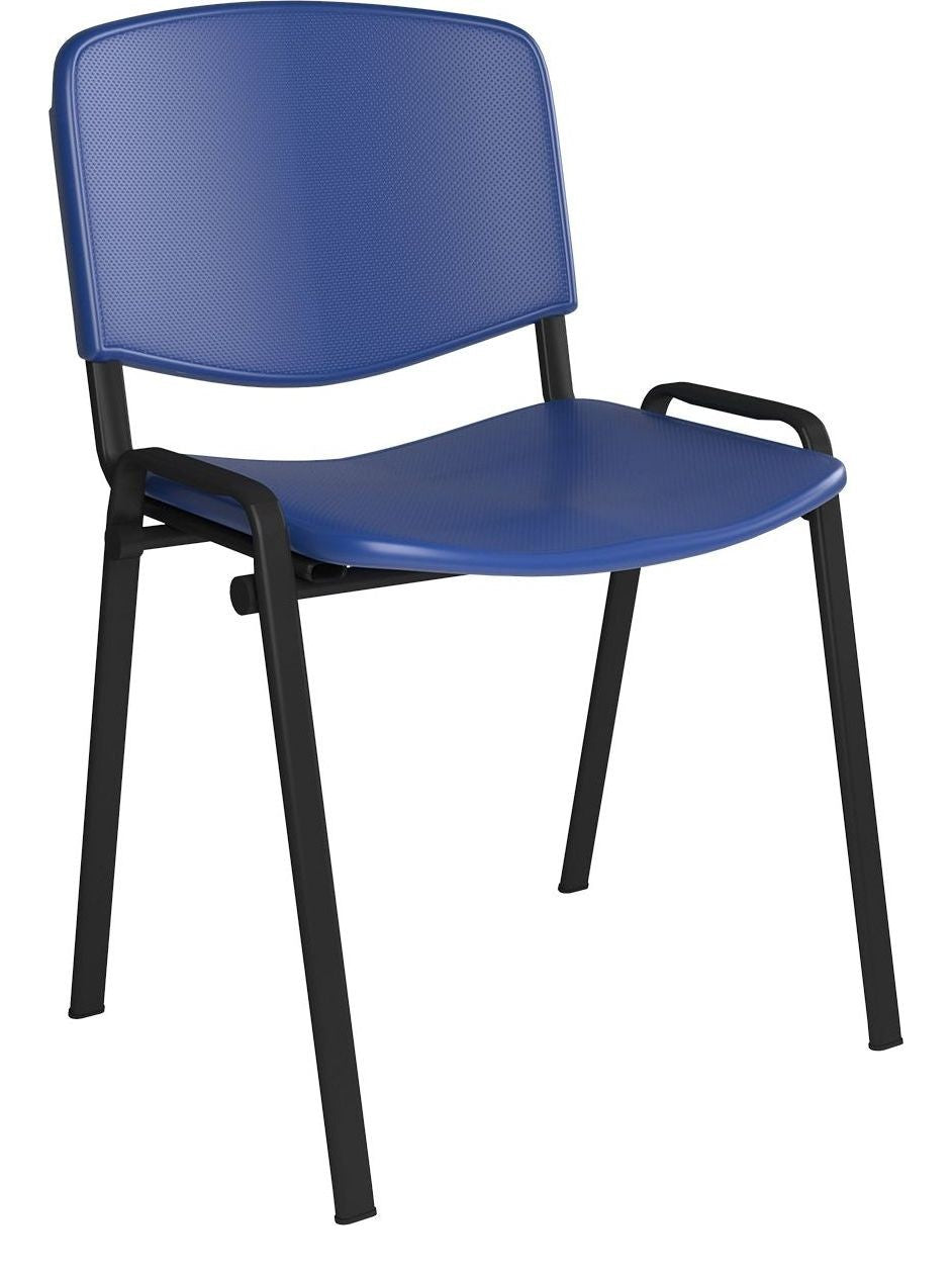 Taurus Stacking Visitor Chair in black frame, blue plastic, no arms