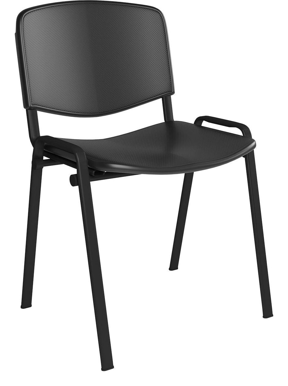 Taurus Stacking Visitor Chair in black frame, black plastic, no arms