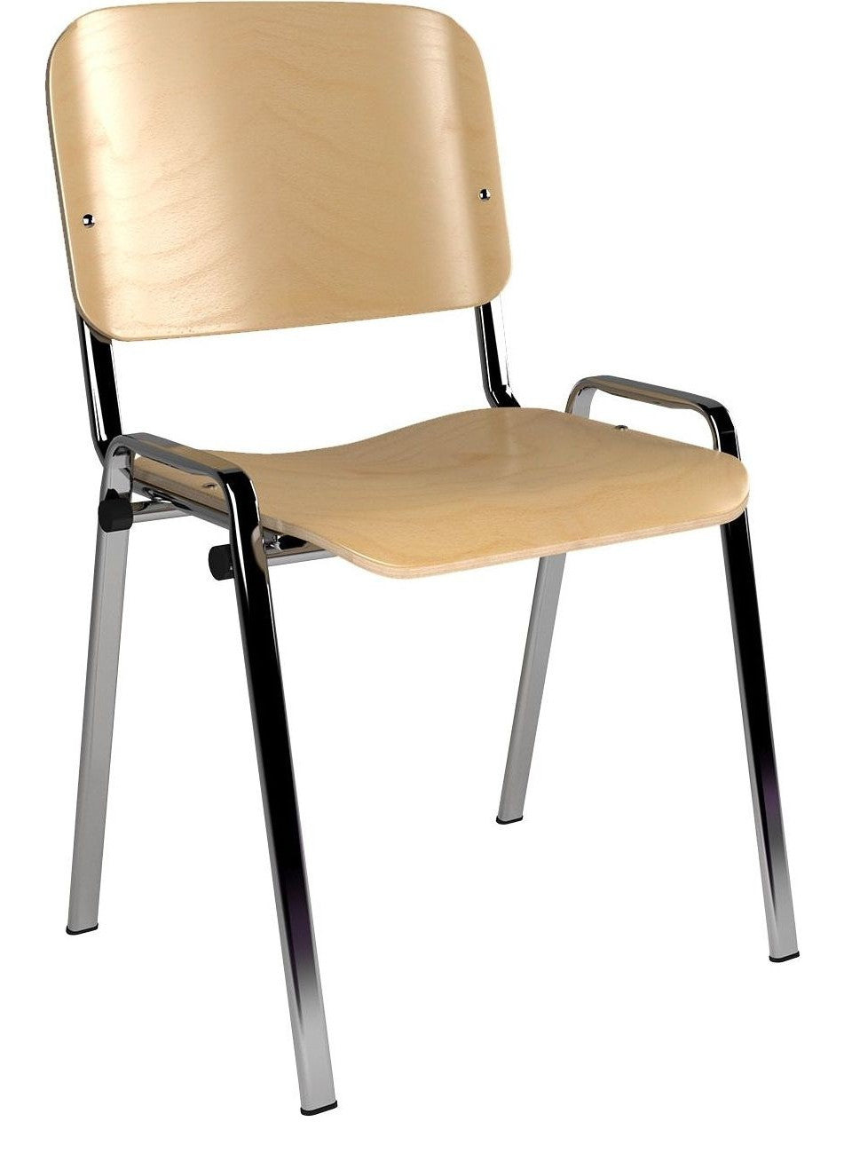 Taurus Stacking Visitor Chair in chrome frame, beech, no arms