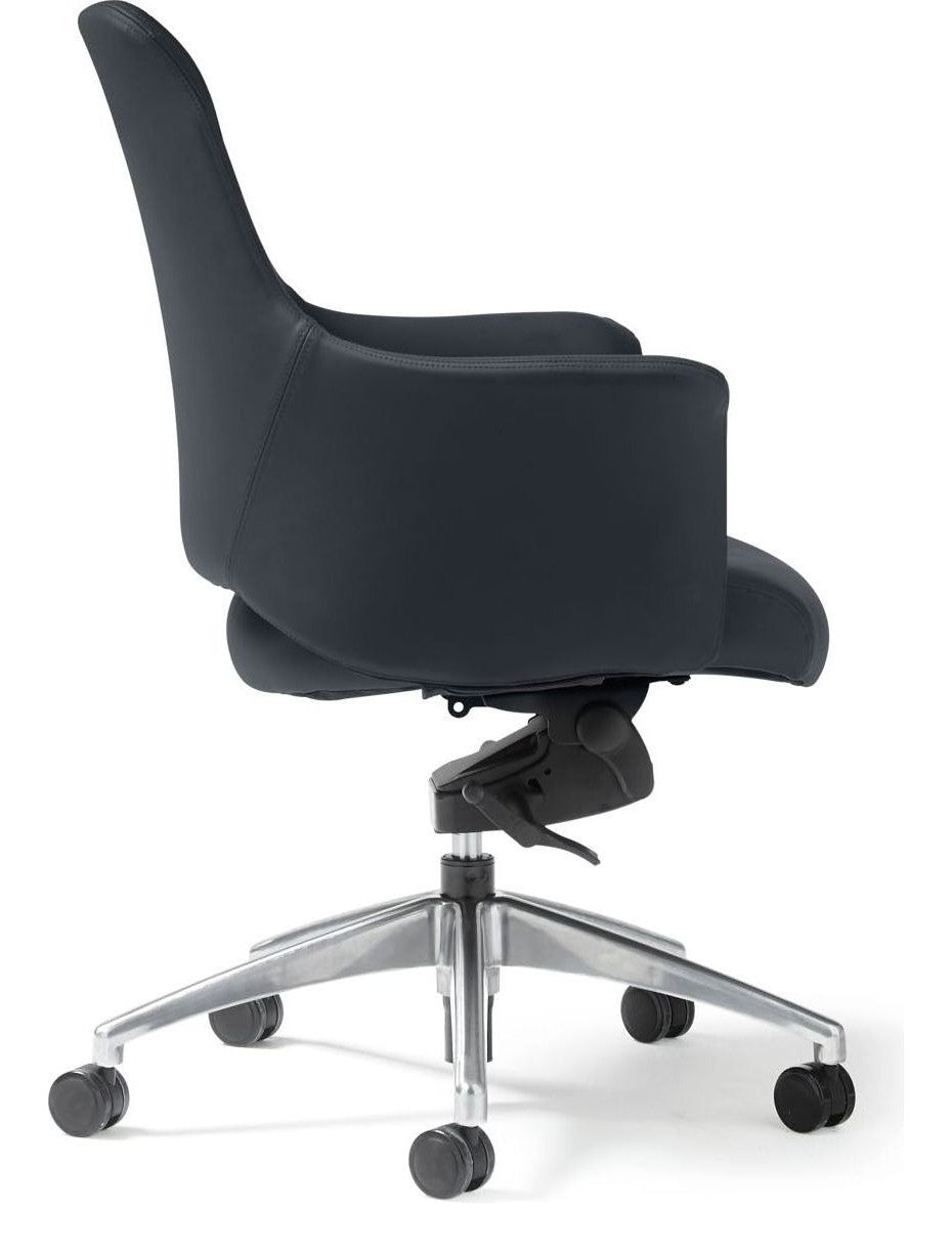 Tempo Faux Leather Executive Chair in medium back from the side