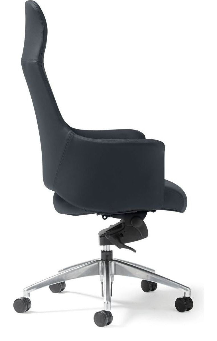 Tempo Faux Leather Executive Chair in high back from the side