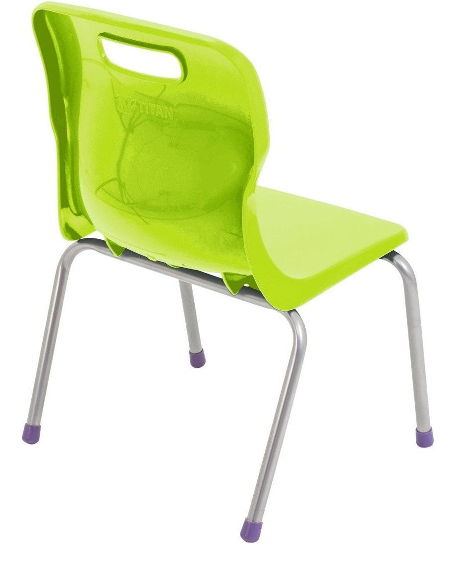 Titan 4 Leg Chair in lime from the back at an angle