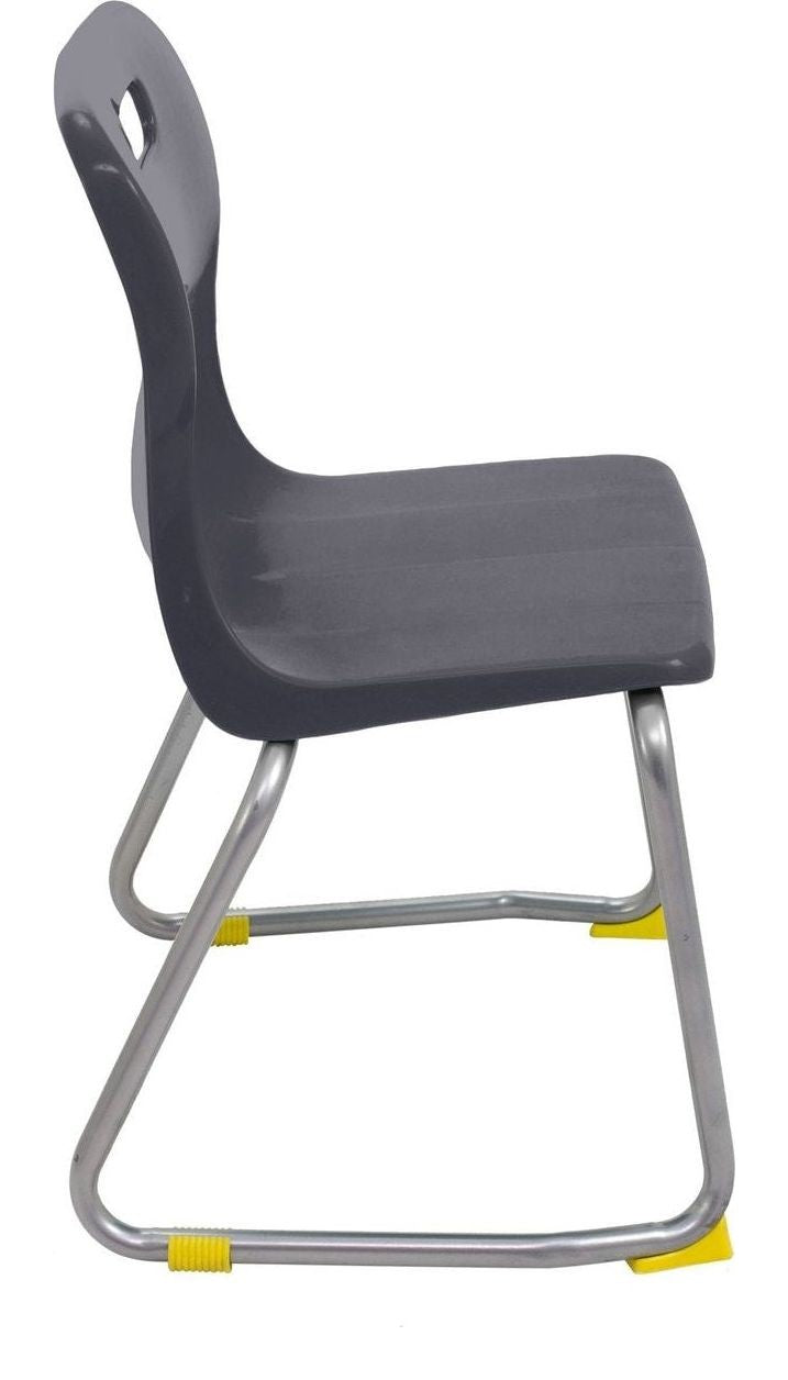 Titan Skid Base Chair in charcoal from the side