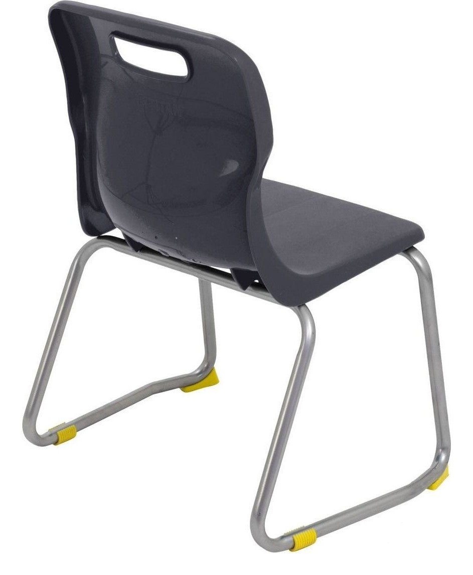 Titan Skid Base Chair in charcoal from the back at an angle