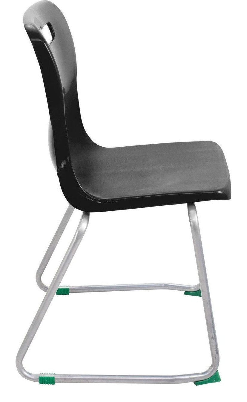 Titan Skid Base Chair in black from the side
