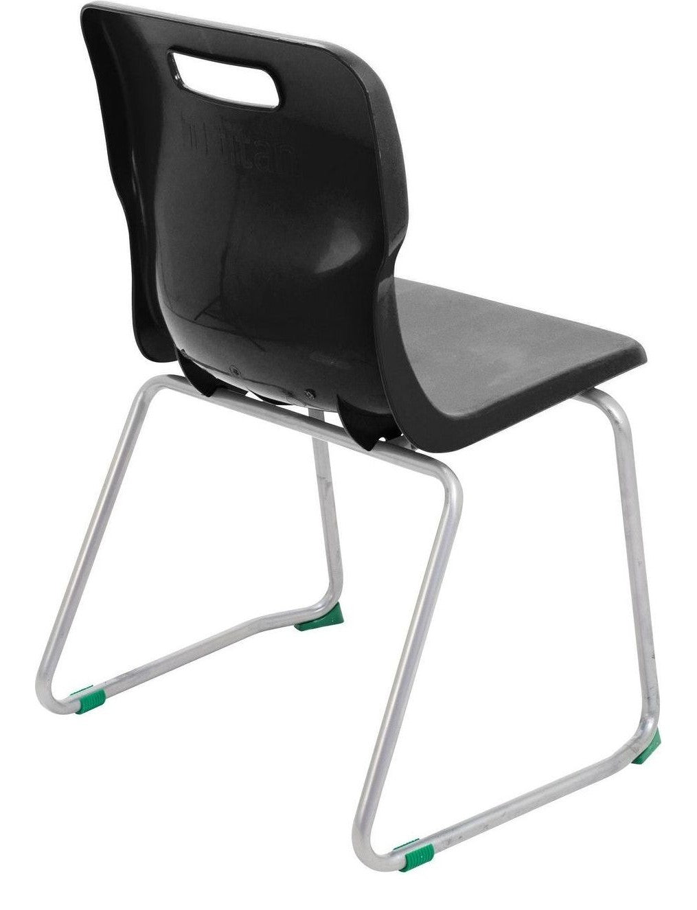 Titan Skid Base Chair in black from the back at an angle
