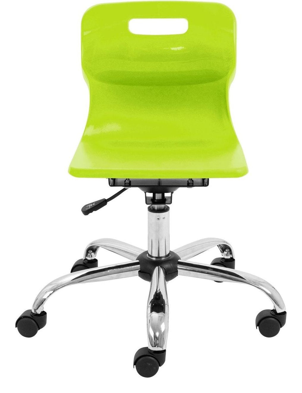 Titan Swivel Junior Chair with Chrome Base and Castors in lime from the front