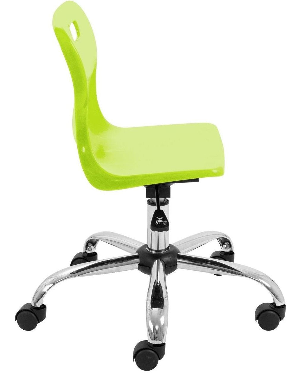 Titan Swivel Junior Chair with Chrome Base and Castors in lime from the side