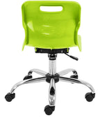 Titan Swivel Junior Chair with Chrome Base and Castors in lime from the back