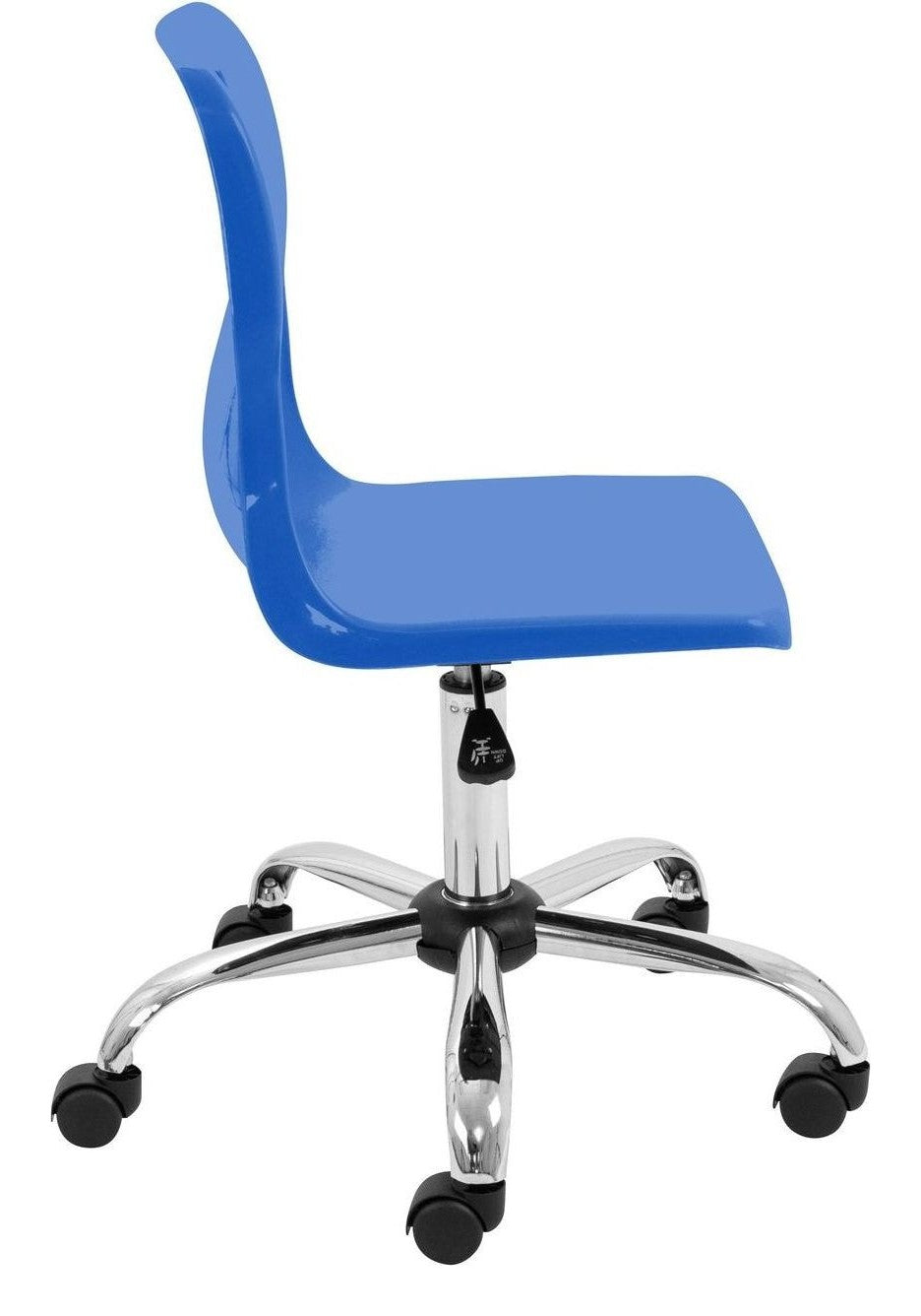 Titan Swivel Senior Chair with Chrome Base and Castors in black from the side
