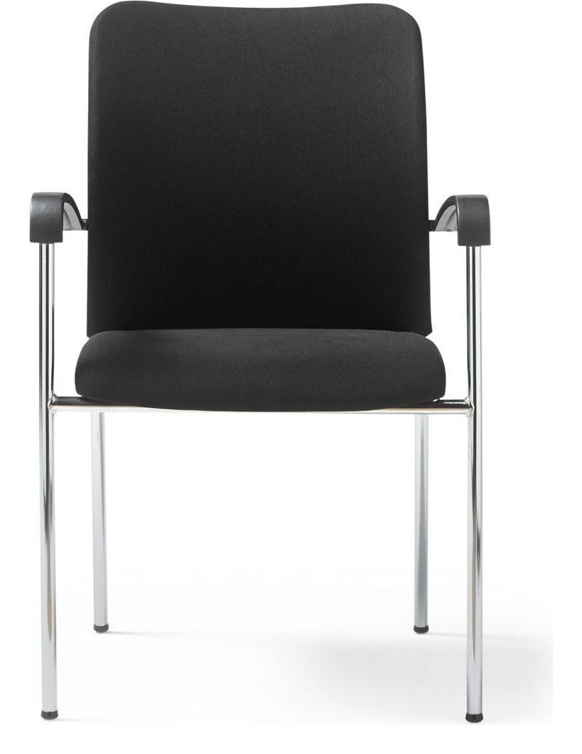 Tori Fabric Stacking Chair in black from the front