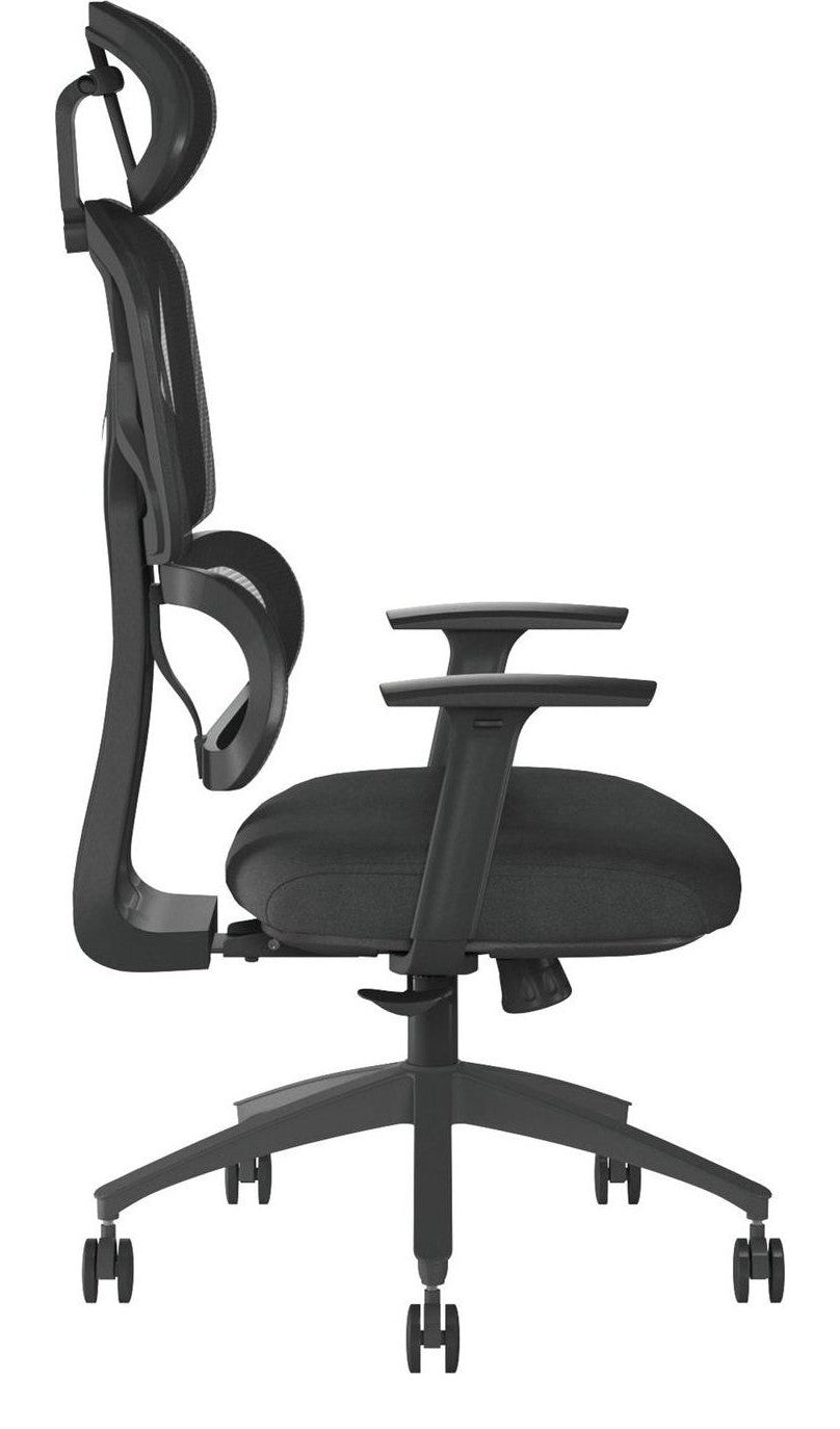 Trinity High Back Mesh Chair with Headrest in black, view 2
