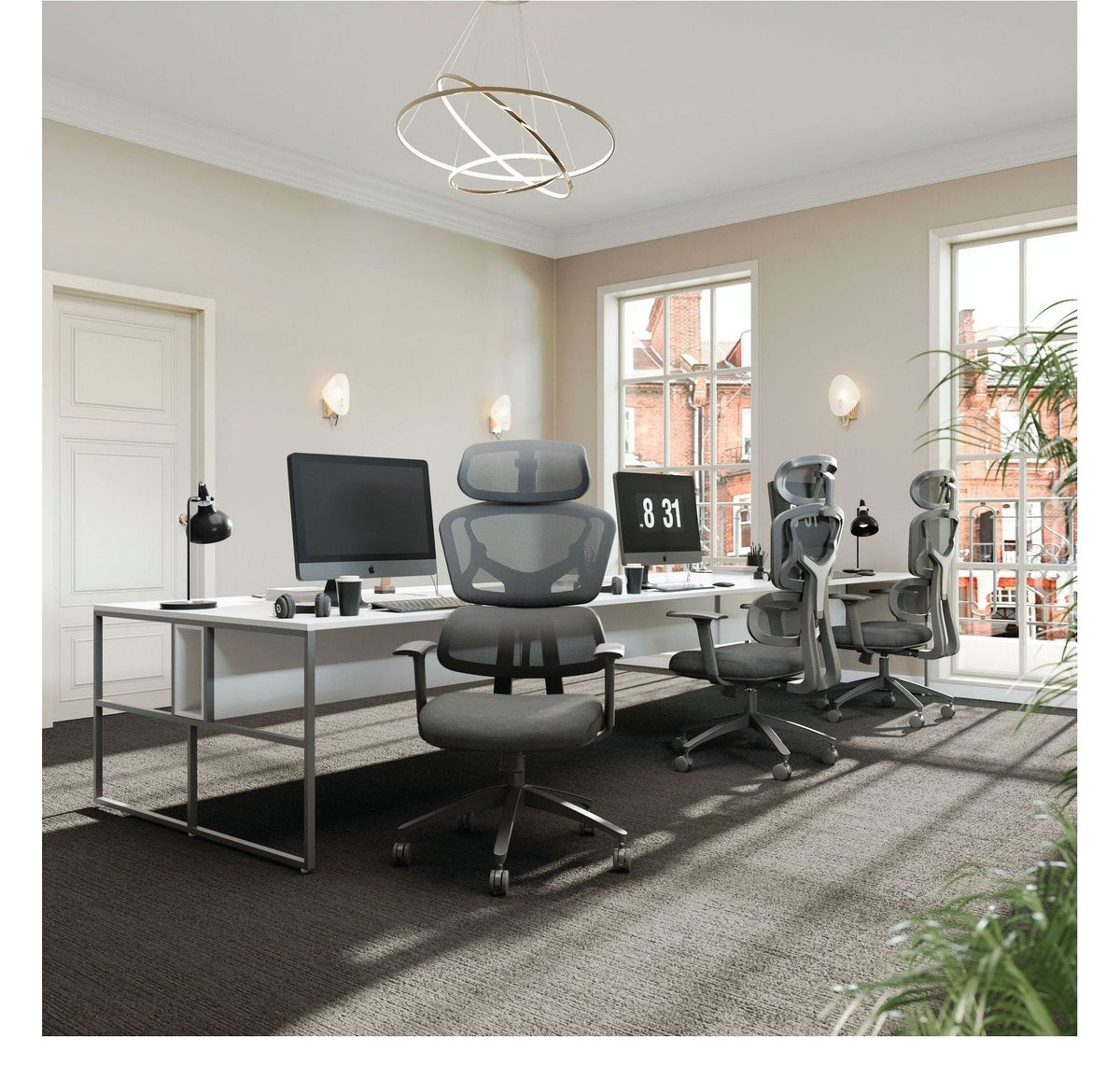 Trinity High Back Mesh Chair with Headrest in black, view 5