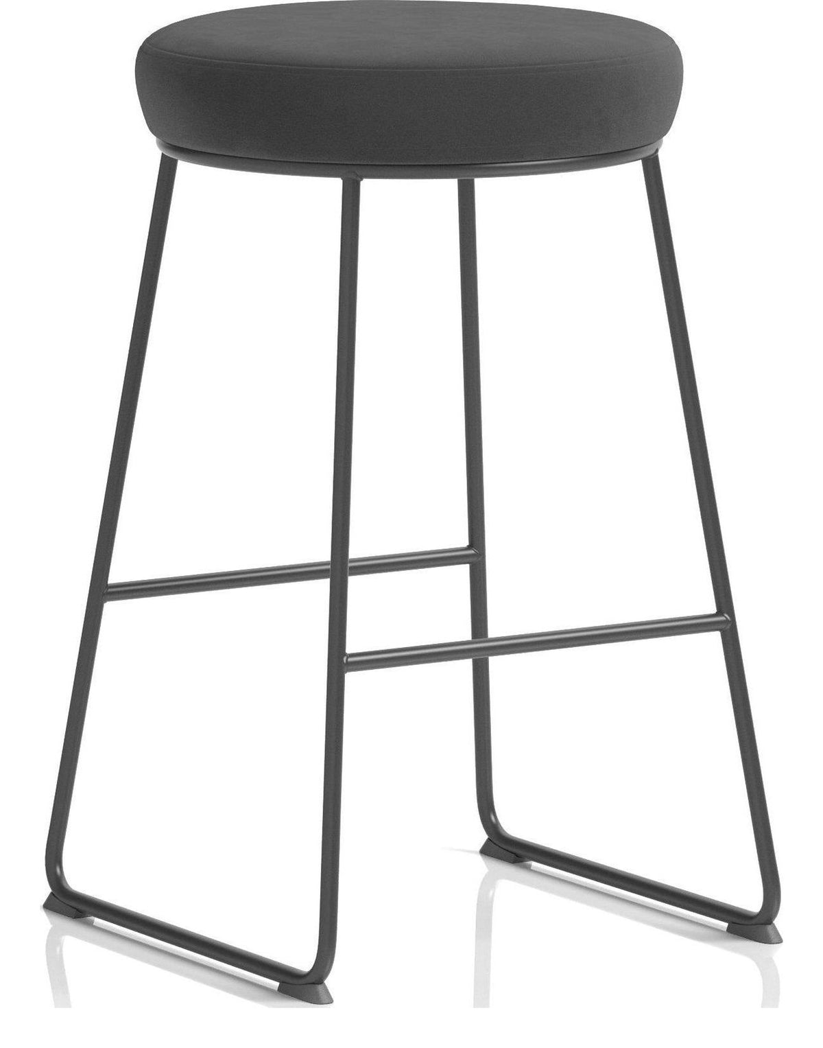 Turin Black Frame Fabric Seat Stool Chair, black
