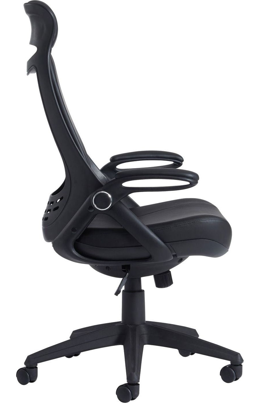 Tuscan Faux Leather Executive Chair in black from the side