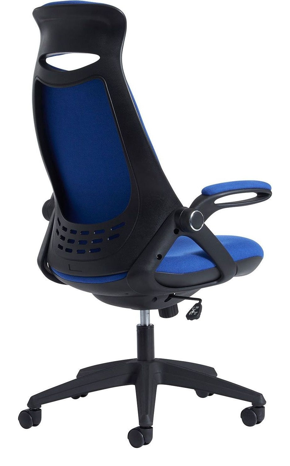 Tuscan High Back Operator Chair in blue from the back