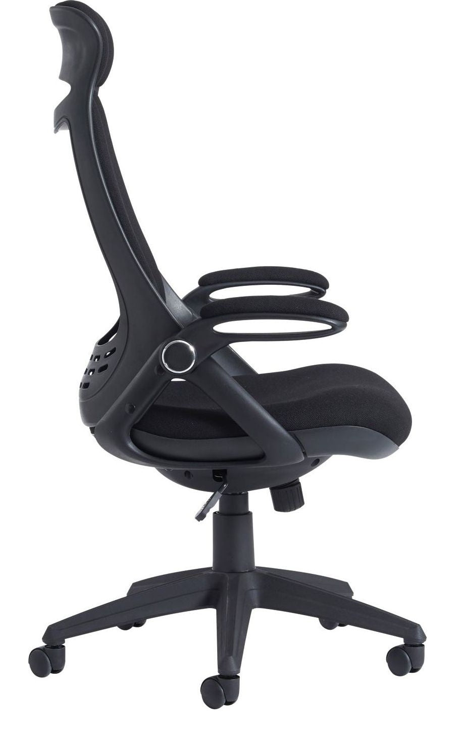 Tuscan High Back Operator Chair in black from the side