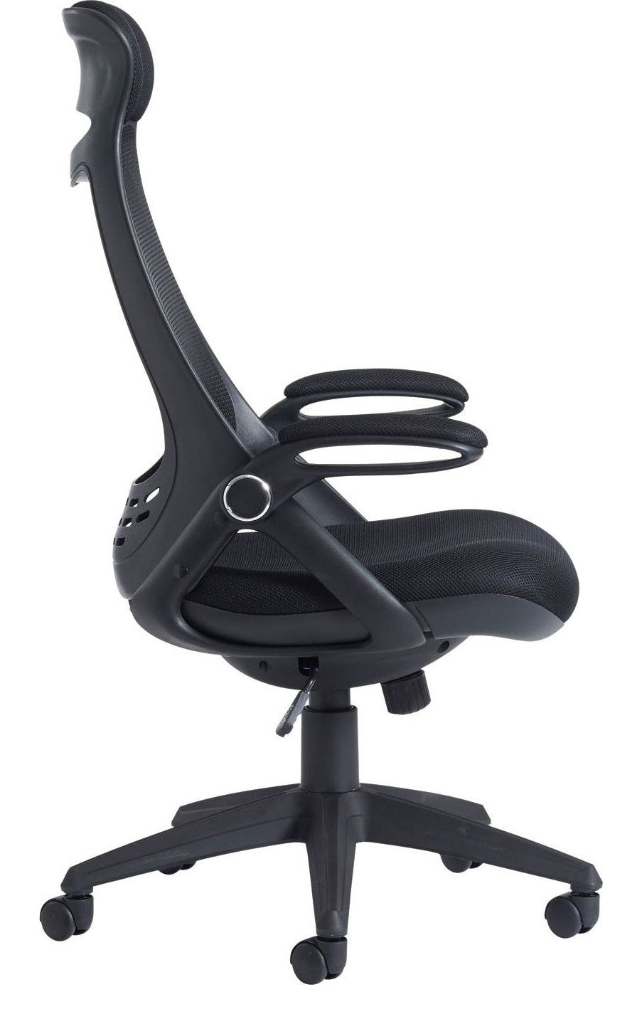 Tuscan Mesh High Back Operator Chair in black from the side