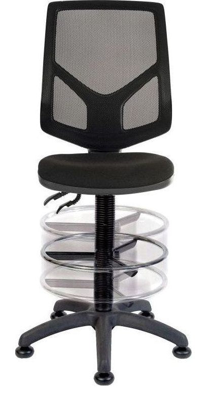 Vanguard Mesh Draughtsman Chair in black, deluxe foot ring, view 2