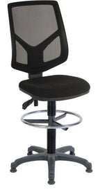Vanguard Mesh Draughtsman Chair in black, standard foot ring
