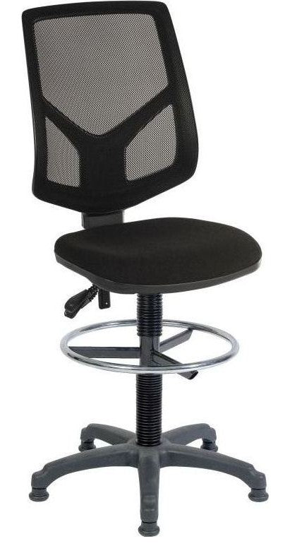 Vanguard Mesh Draughtsman Chair in black, standard foot ring