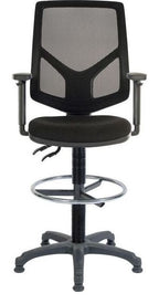Vanguard Mesh Draughtsman Chair in black, standard foot ring, view 2