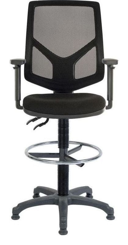 Vanguard Mesh Draughtsman Chair in black, standard foot ring, view 2