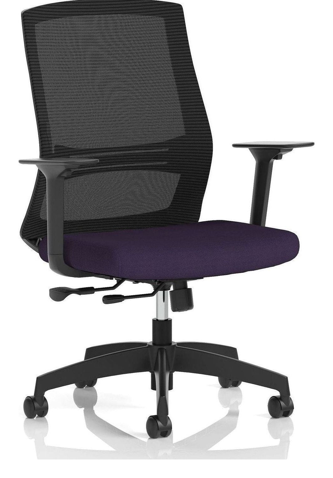 Ventra Bespoke Mesh Back Task Operator Chair Height Adjustable Arms, purple, no headrest