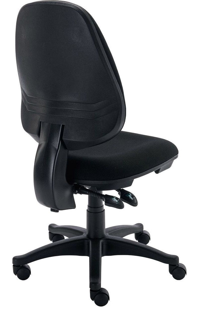 Versi 2 Lever Operator Chair in black from the back at an angle