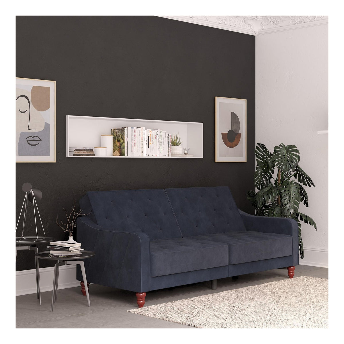 Vintage Tufted Futon Velvet, view 7