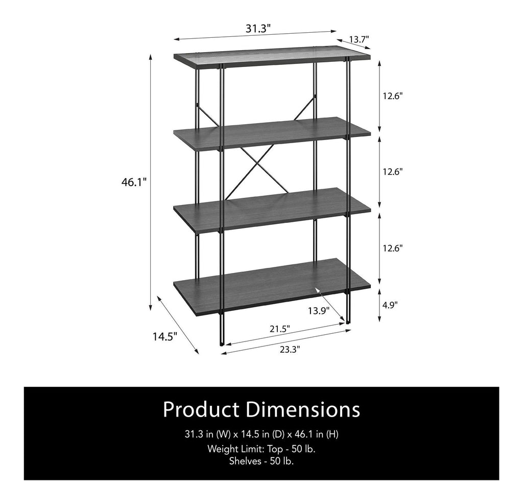 Wainwright 4 Shelf Bookcase, view 3