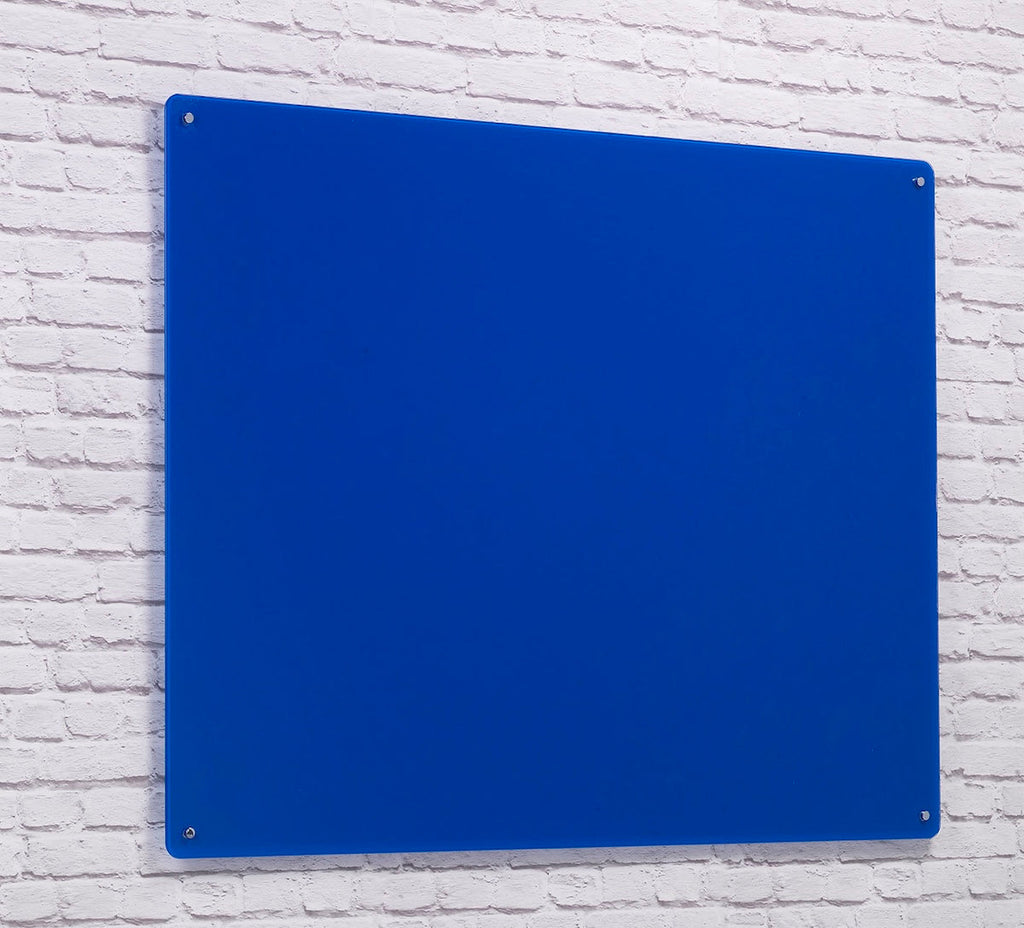 Wall Mounted Magnetic Glass Writing Board in Blue