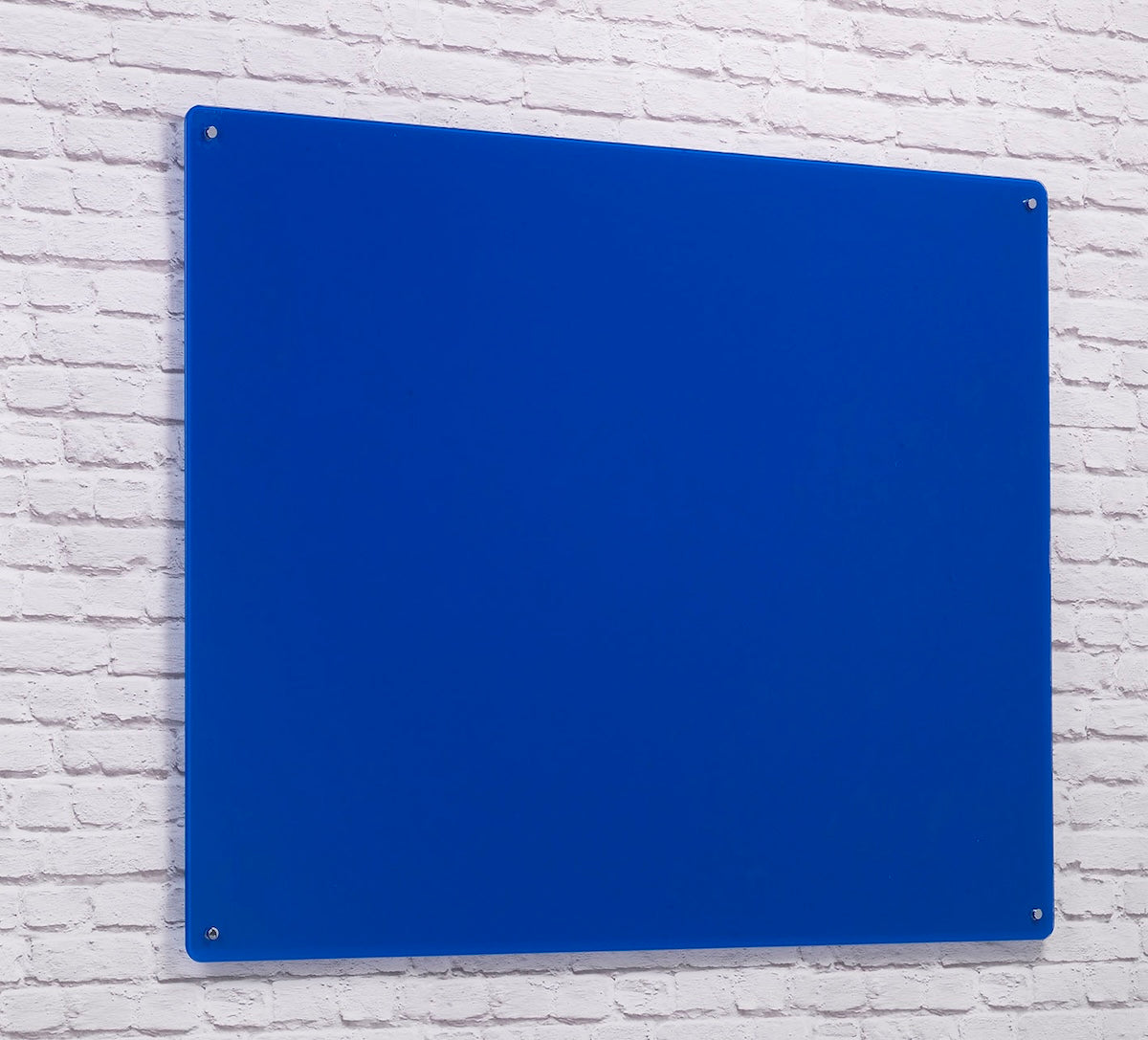 Wall Mounted Magnetic Glass Writing Board in Blue