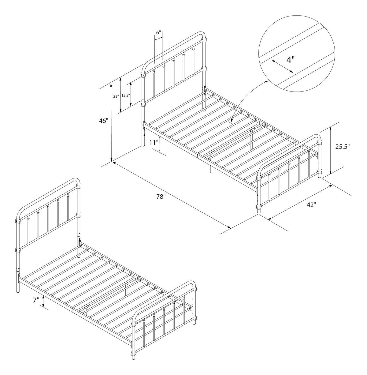 Wallace Metal Bed, view 13