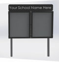WeatherShield Headline Freestanding Outdoor Sign Sunken Posts, 780 x 1281 mm (9 x A4) single door, Red Frame, Red Felt