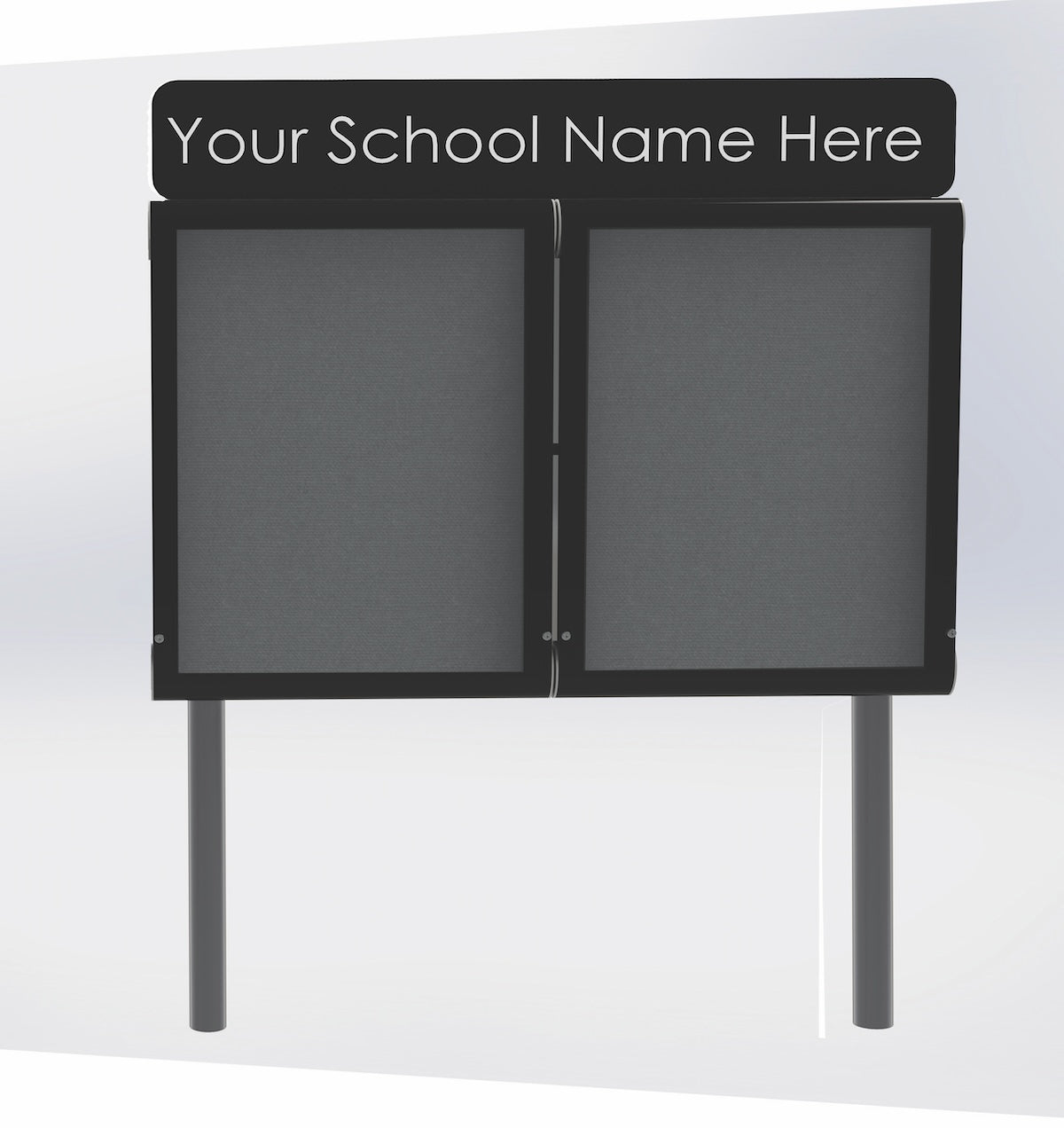 WeatherShield Headline Freestanding Outdoor Sign Sunken Posts, 780 x 1281 mm (9 x A4) single door, Red Frame, Red Felt