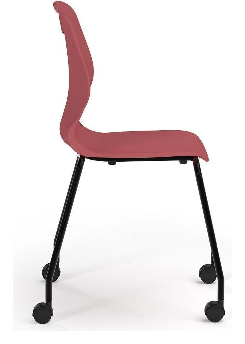 Zara 4 Legged Mobile Chair in Cherry Red from the side