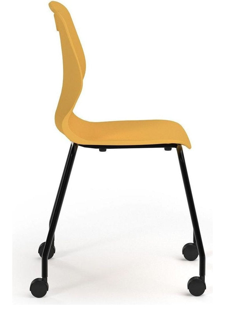 Zara 4 Legged Mobile Chair in Mango from the side