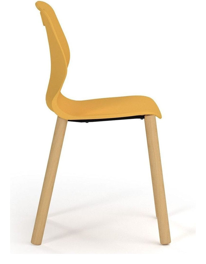 Zara Beech Leg Chair in Mango from the side