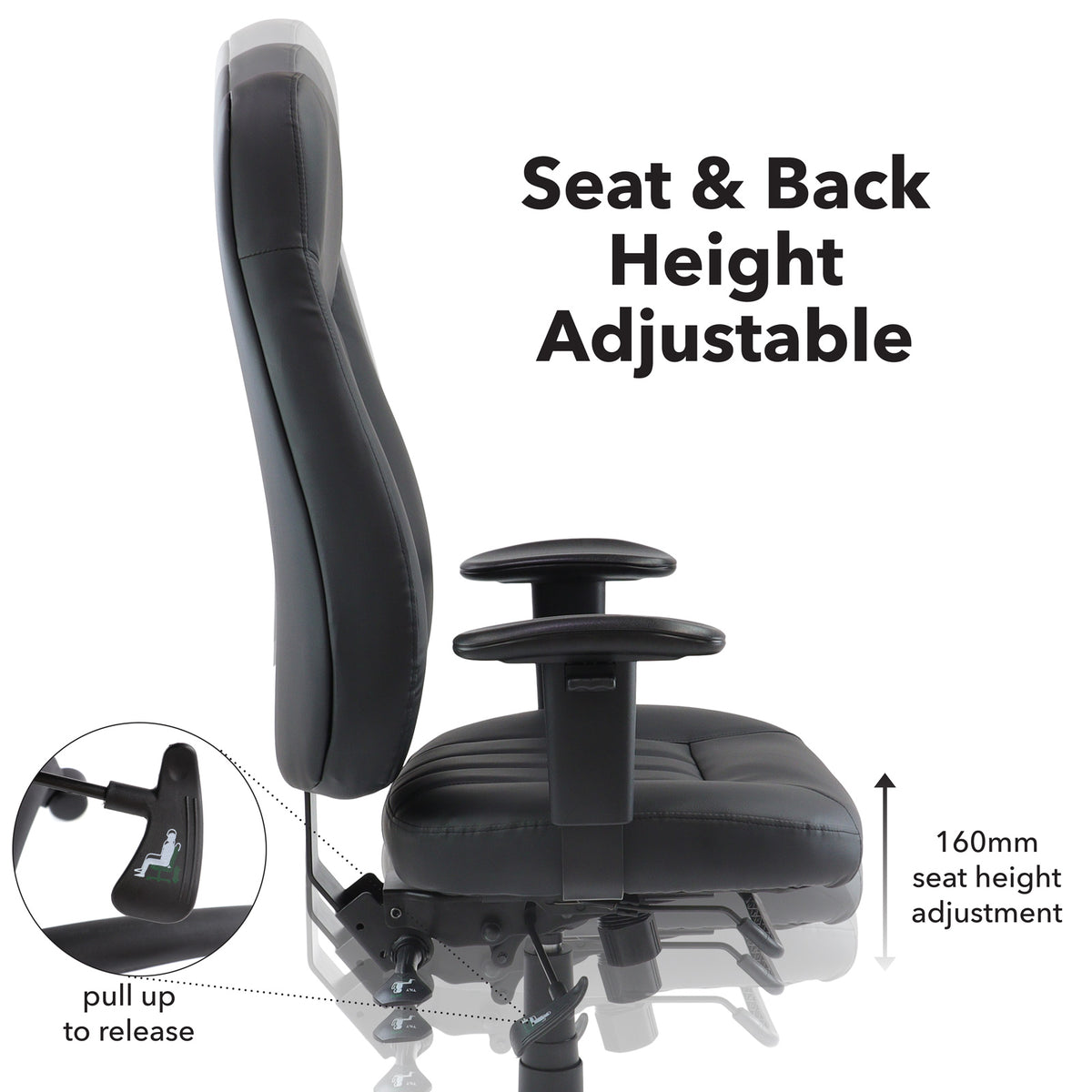 Zeus 24 Hour Medium Back Leather Executive Chair detail
