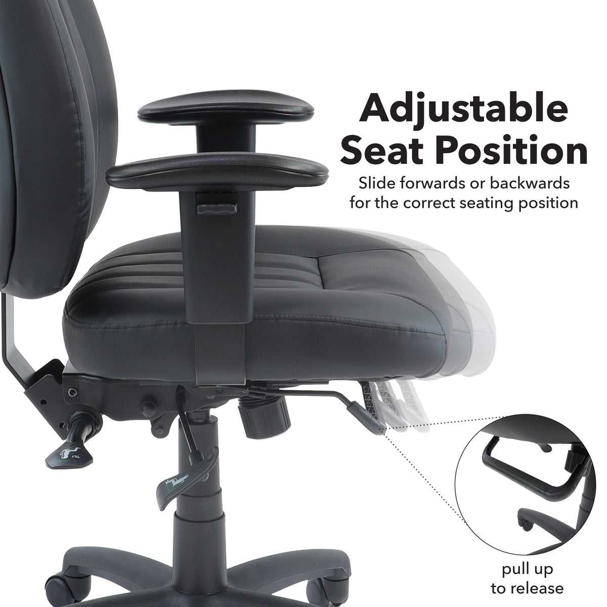 Zeus 24 Hour Medium Back Leather Executive Chair detail