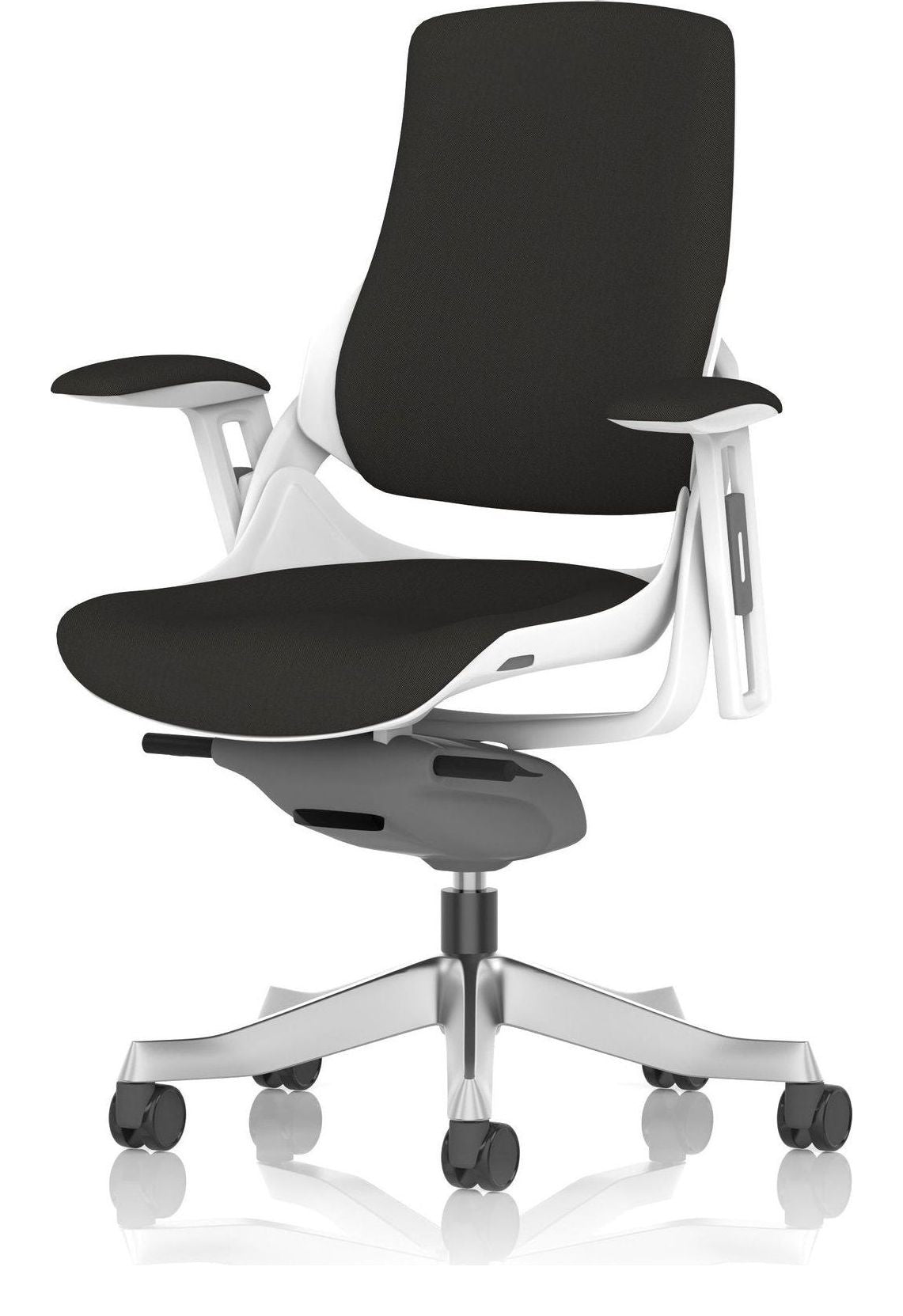 Zure High Back White Shell Fabric Executive Chair, no headrest, another view 2