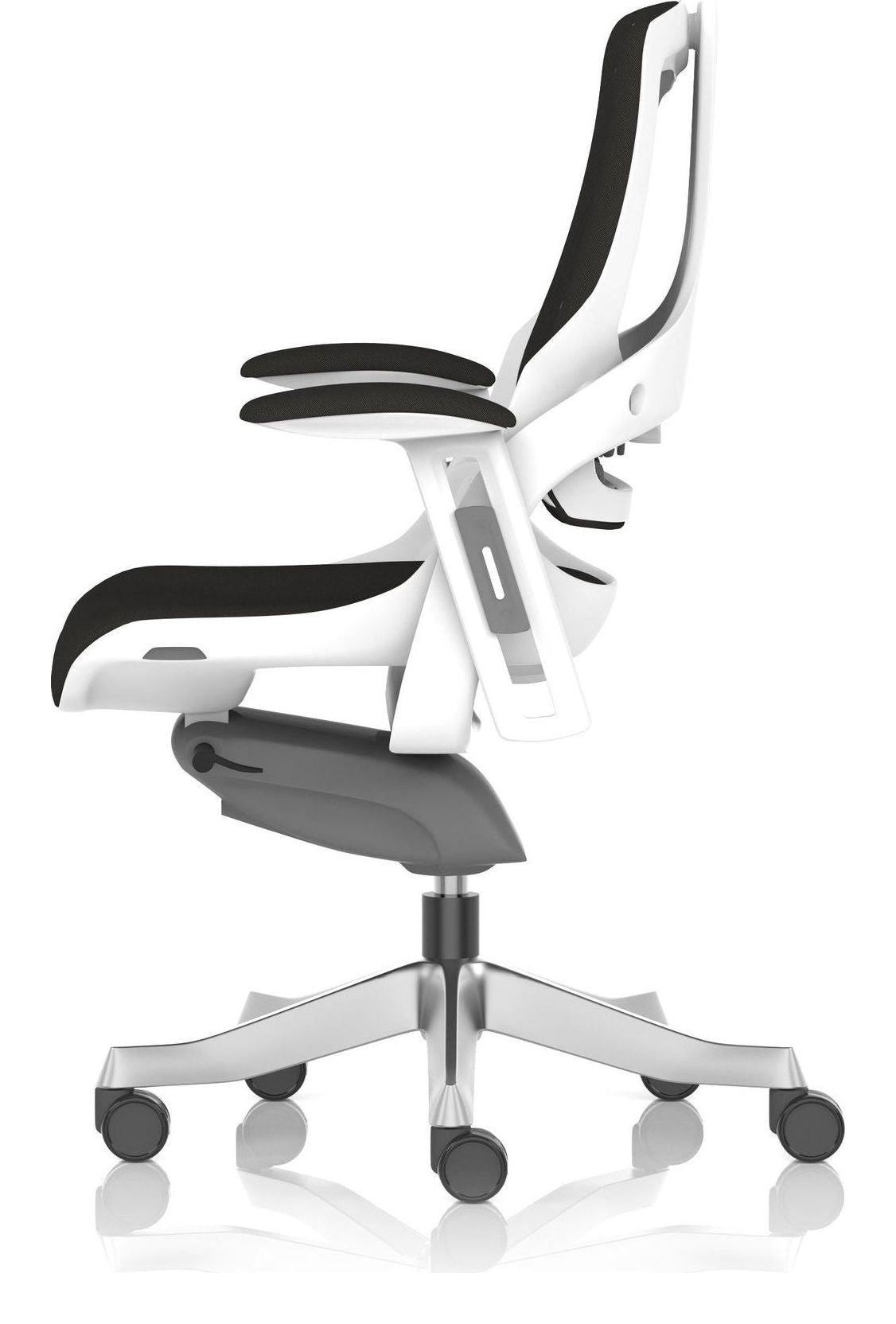 Zure High Back White Shell Fabric Executive Chair, no headrest, another view 3