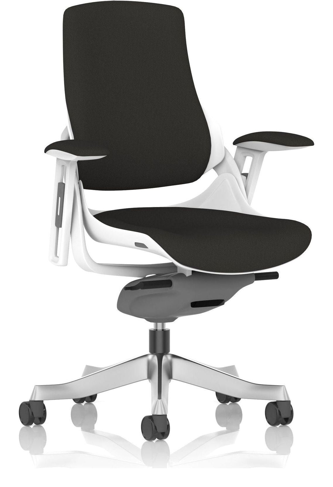 Zure High Back White Shell Fabric Executive Chair, no headrest