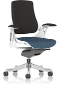 Zure Bespoke High Back White Shell Fabric Executive Chair, rivet quench, black back, no headrest