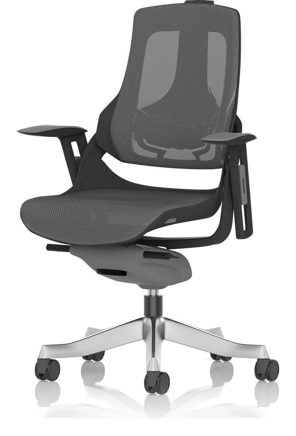 Zure High Back Black Shell Executive Chair, chrome, no headrest, another view 2