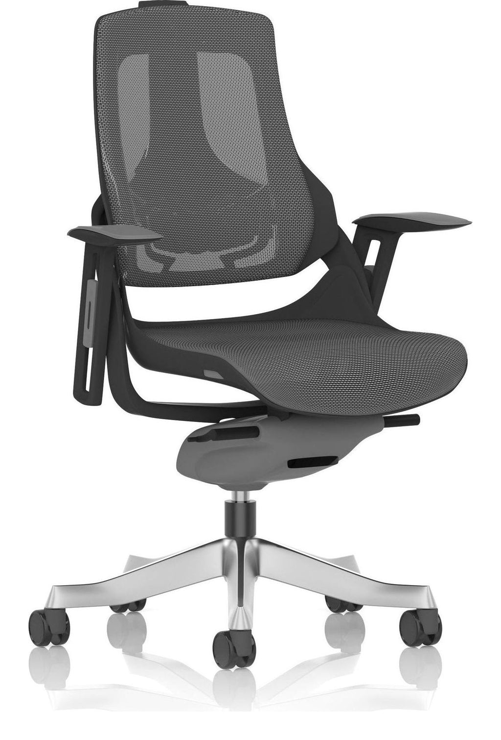 Zure High Back Black Shell Executive Chair, chrome, no headrest
