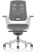 Zure High Back White Shell Elastomer Executive Chair, elastomer gel grey, no headrest, another view 1